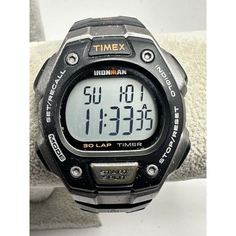 Timex 170 W8 Mens Watch New Battery Black 2015 41MM 8" 30 Lap Digital X87